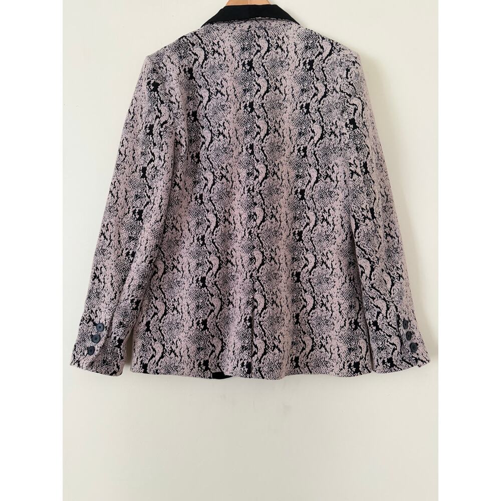 Free People Modern Femme Blazer Jacket Snake Animal Print Plunge Textured Medium - Picture 7 of 9